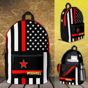 Thin Red Line bag, American Flag fireman / USA  Printed Backpack