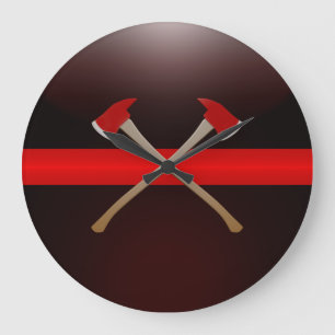 Thin Red Line Crossed Fire Axes Large Clock