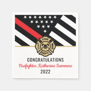 Thin Red Line Fire Academy Firefighter Graduation Napkin