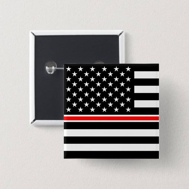 Thin Red Line Firefighter American Flag 15 Cm Square Badge (Front & Back)