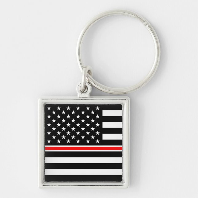Thin Red Line Firefighter American Flag Key Ring (Front)