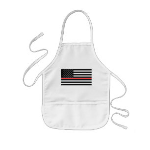 Thin Red Line Firefighter American Flag Kids Apron