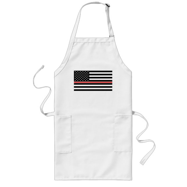 Thin Red Line Firefighter American Flag Long Apron (Front)