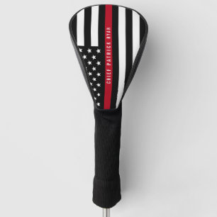 Thin Red Line Firefighter American Flag Monogram Golf Head Cover