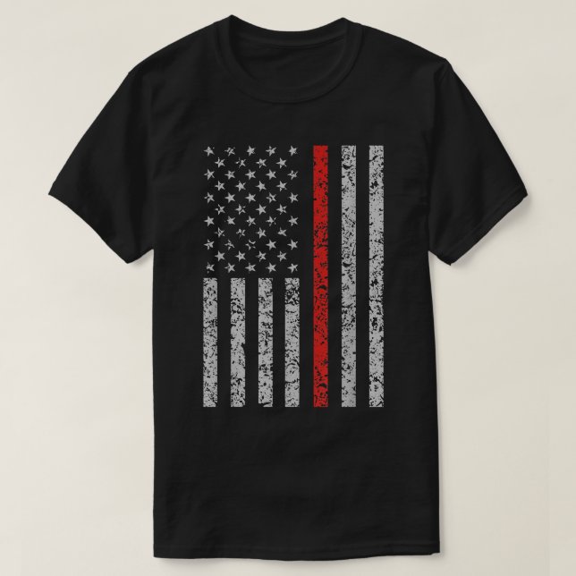 Thin Red Line  Firefighter American Flag   T-Shirt (Design Front)