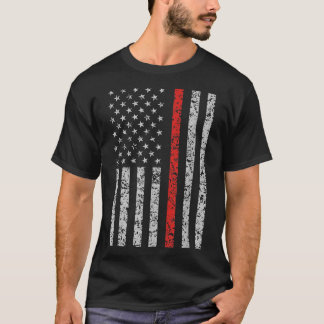 Thin Red Line  Firefighter American Flag   T-Shirt