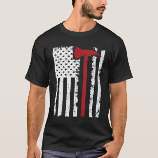 Thin Red Line Firefighter Axe American Flag T-Shir T-Shirt