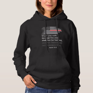 Thin Red Line Firefighter Bible Verse America Hoodie