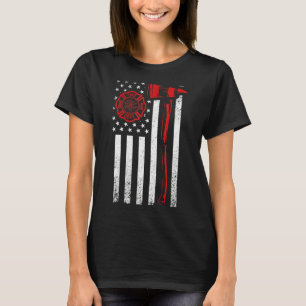 Thin Red Line Firefighter Fire Department Usa Flag T-Shirt
