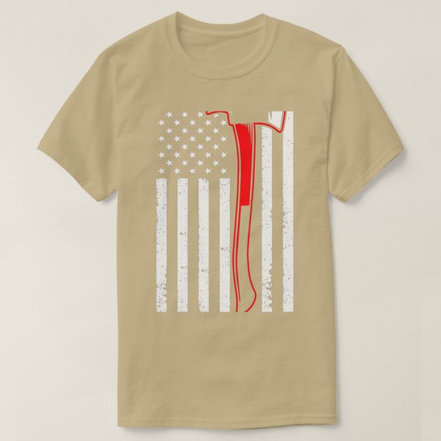 Thin Red Line Firefighter Fireman Axe American Fla T-Shirt (Design Front)