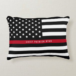 Thin Red Line Firefighter Flag Add Name Decorative Cushion