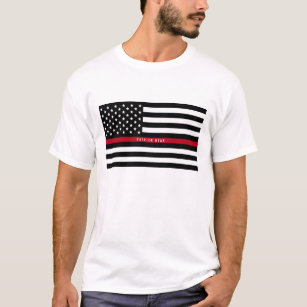 Thin Red Line Firefighter Flag Add Name T-Shirt