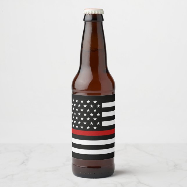 Thin Red Line Firefighter Flag Beer Bottle Label (Front)
