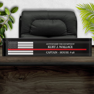 Thin Red Line Firefighter Flag Desk Name Plate