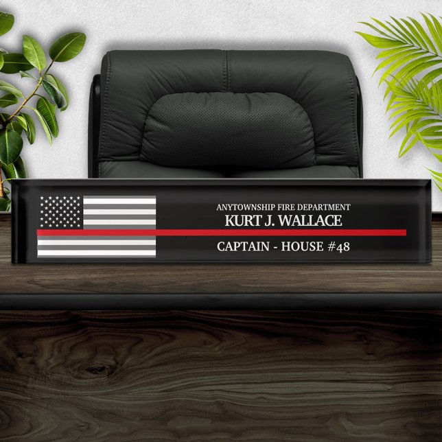 Thin Red Line Firefighter Flag Desk Name Plate (Creator Uploaded)