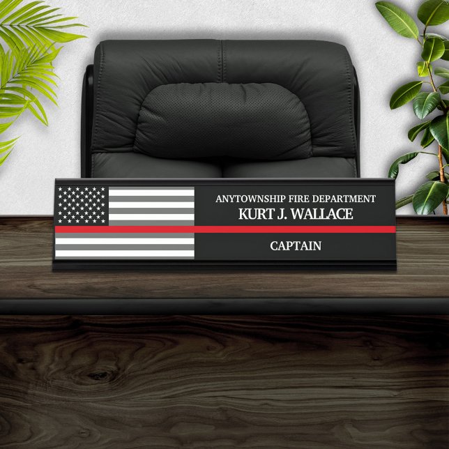 Thin Red Line Firefighter Flag Desk Name Plate (Creator Uploaded)