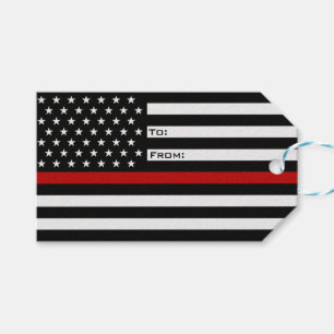 Thin Red Line Firefighter Flag Gift Tags