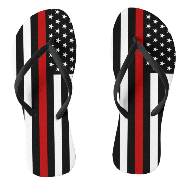 Thin Red Line Firefighter Flag Jandals (Footbed)