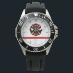 Thin Red Line Firefighter Maltese Cross White Fsce Watch<br><div class="desc">A great gift for the favourite firefighter in your life.</div>