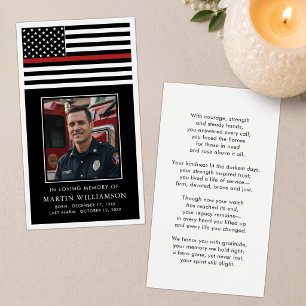 Thin Red Line Firefighter Memorial Prayer Card