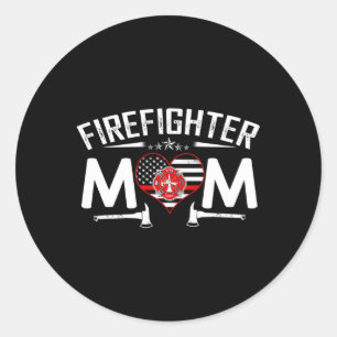 Thin Red Line Firefighter Mom Proud Moms Mother'S  Classic Round Sticker
