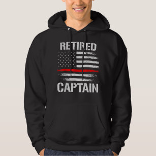Thin Red Line Firefighter Retired Fire Captain  Hoodie