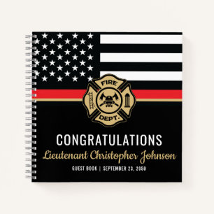 Thin Red Line Firefighter Retirement Guest Book