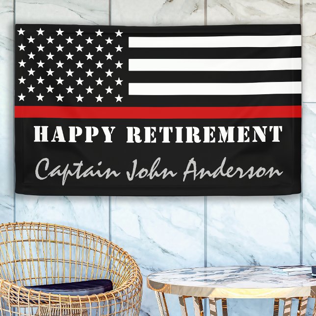 Thin Red Line Firefighter Retirement Party  Banner (Creator Uploaded)