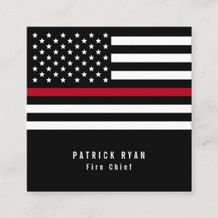 Thin Red Line Firefighters American Flag Square Business Card
