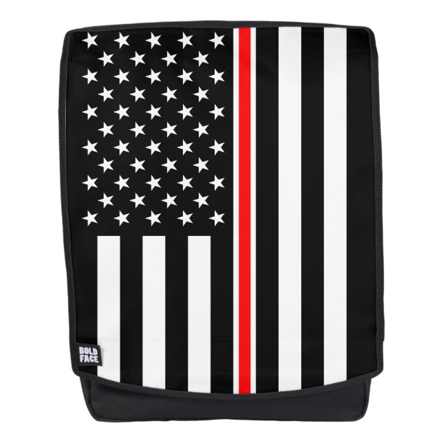 Thin Red Line Flag: Firefighter Hero Memorial Backpack (Front)