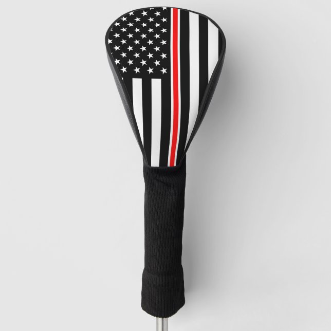 Thin Red Line Flag: Firefighter Hero Memorial Golf Head Cover (Front)