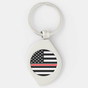 Thin Red Line Flag: Firefighter Hero Memorial Key Ring