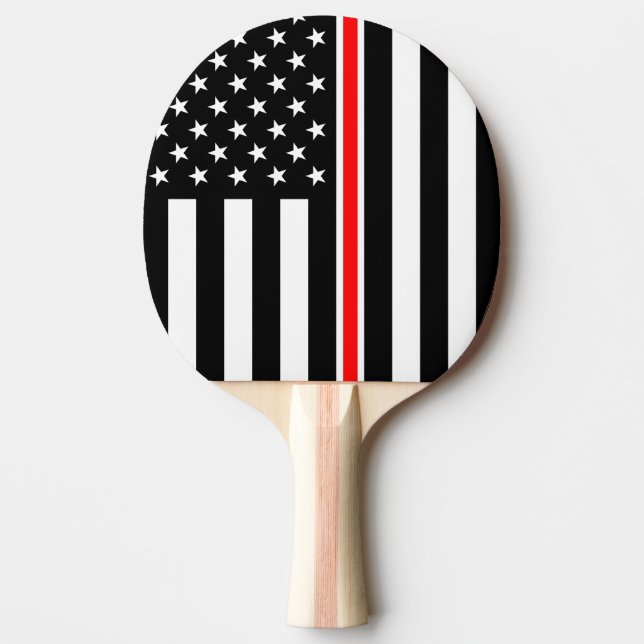 Thin Red Line Flag: Firefighter Hero Memorial Ping Pong Paddle (Front)