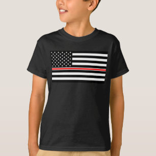 Thin Red Line Flag: Firefighter Hero Memorial T-Shirt