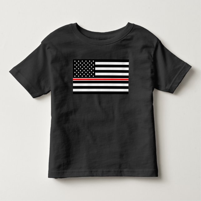 Thin Red Line Flag: Firefighter Hero Memorial Toddler T-Shirt (Front)