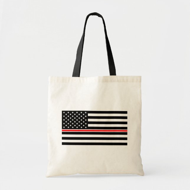 Thin Red Line Flag: Firefighter Hero Memorial Tote Bag (Front)