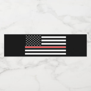 Thin Red Line Flag: Firefighter Hero Memorial Water Bottle Label