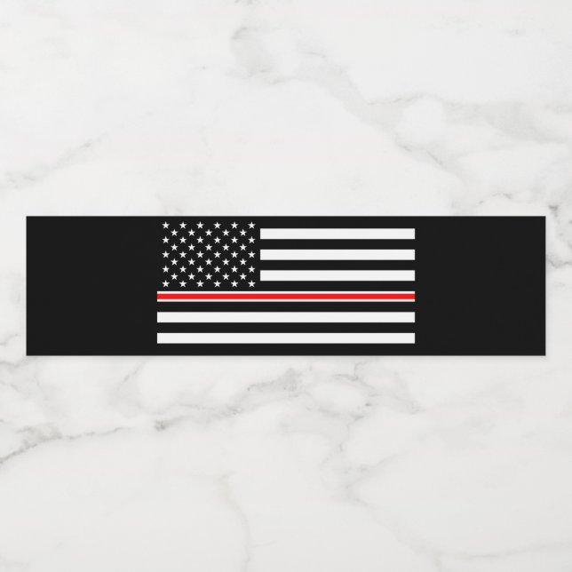 Thin Red Line Flag: Firefighter Hero Memorial Water Bottle Label (Single Label)