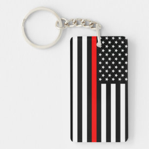 thin red line flag fireman firefighter usa united key ring