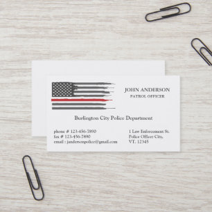 Thin Red Line Flag Law Enforcement Police Officer Business Card