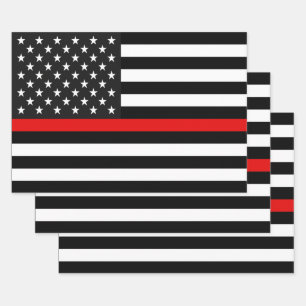 Thin Red Line Flag of the USA Wrapping Paper Sheet