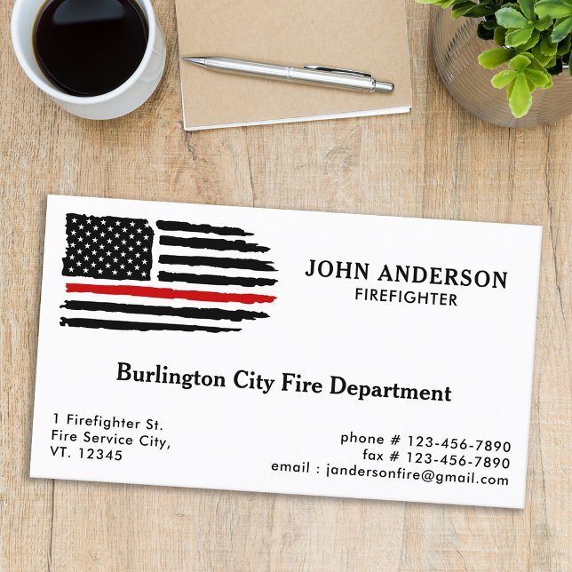 Thin Red Line Flag Personalised Firefighter Business Card (Creator Uploaded)