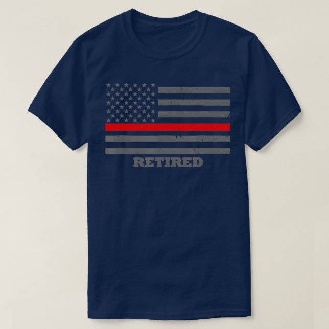 Thin Red Line Flag Retired Firefighter Gift T-Shirt (Design Front)