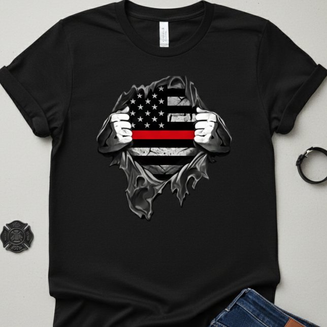  Thin Red Line Flag "Super Hero" Firefighter  T-Shirt (Creator Uploaded)