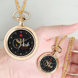 Thin Red Line, Gold Monogrammed Name & Signature Watch<br><div class="desc">Necklace Watch Gold / Silver: Thin Red Line USA firefighters / fire services personnel themed personal watch with modern "Monogrammed" Name. Customise for yourself,  your colleague,  friends & family. Just perfect for ascension / promotion,  long service award,  retirement.</div>