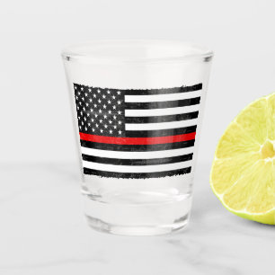 Thin Red Line Grungy American Flag Shot Glass