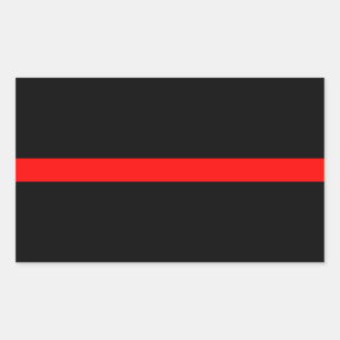 Thin Red Line Memorial Symbolic on Rectangular Sticker