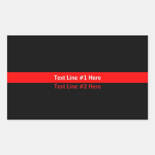 Thin Red Line Memorial Symbolic with text on Rectangular Sticker (Front)