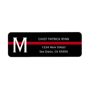 Thin Red Line Monogrammed Name Return Address