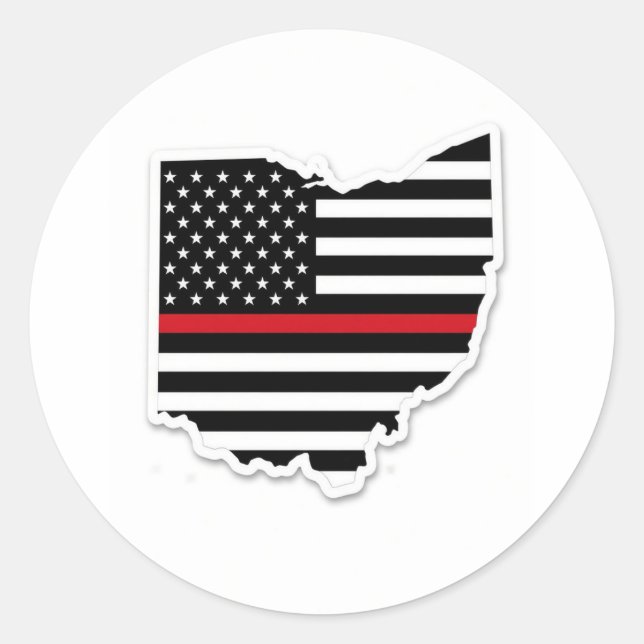 Thin Red Line Ohio Classic Round Sticker (Front)